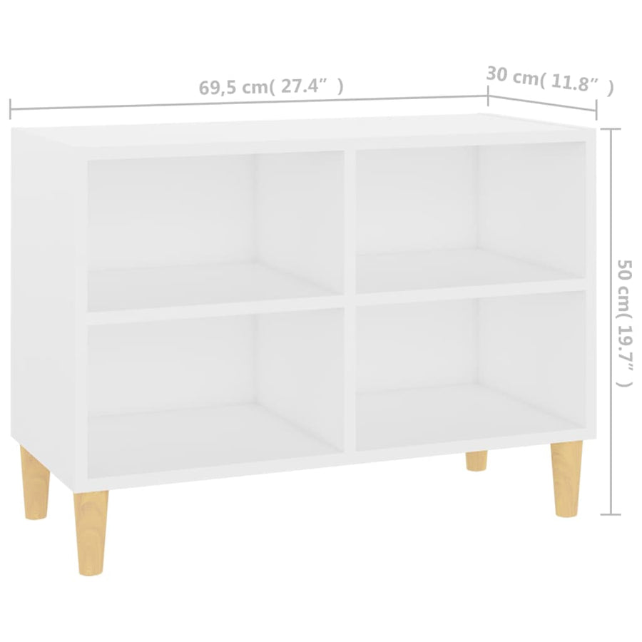 Tv-meubel met massief houten poten 69,5x30x50 cm wit 69.5 x 30 x 50 cm Wit