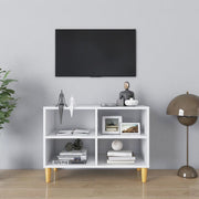 Tv-meubel 69,5x30x50 cm wit massief houten poten