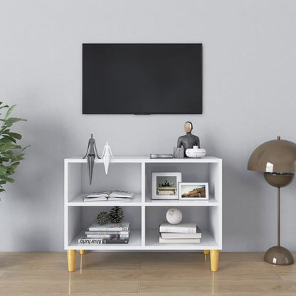 Tv-meubel met massief houten poten 69,5x30x50 cm wit 69.5 x 30 x 50 cm Wit