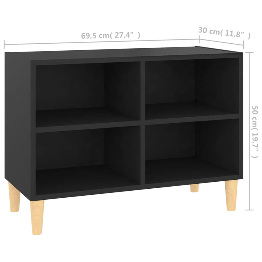 Tv-Meubel Met Massief Houten Poten 69,5X30X50 Cm 69.5 x 30 x 50 cm Zwart