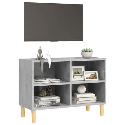 Tv-meubel met massief houten poten 69,5x30x50 cm betongrijs 69.5 x 30 x 50 cm Betongrijs