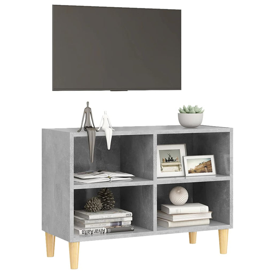 Tv-meubel met massief houten poten 69,5x30x50 cm betongrijs 69.5 x 30 x 50 cm Betongrijs