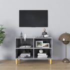 Tv-meubel 69,5x30x50 cm betongrijs massief houten poten