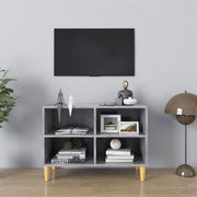 Tv-meubel 69,5x30x50 cm betongrijs massief houten poten