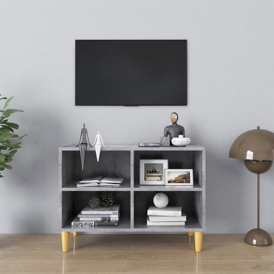 Tv-meubel met massief houten poten 69,5x30x50 cm betongrijs 69.5 x 30 x 50 cm Betongrijs