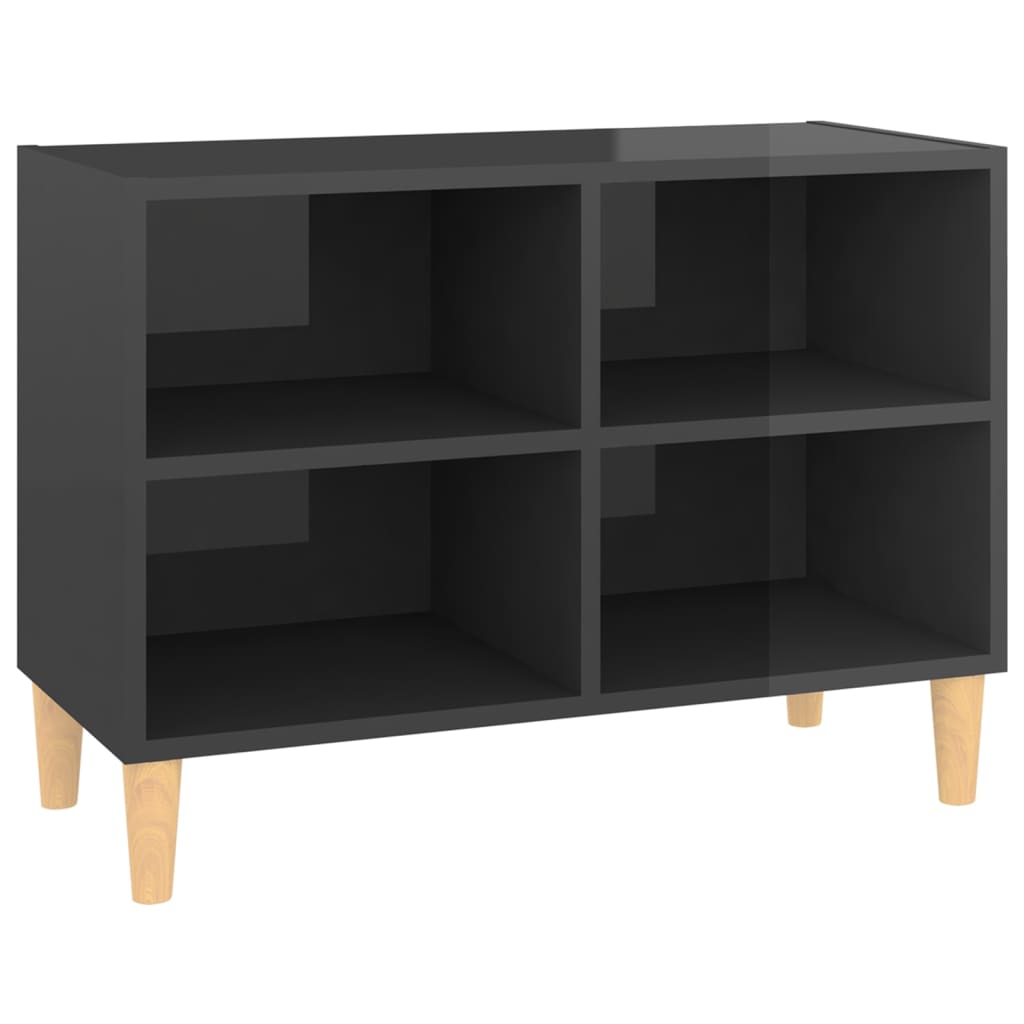 Tv-meubel met houten poten 69,5x30x50 cm hoogglans grijs