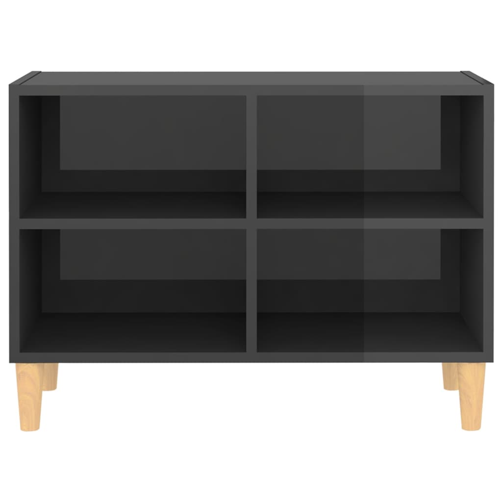 Tv-meubel met houten poten 69,5x30x50 cm hoogglans grijs