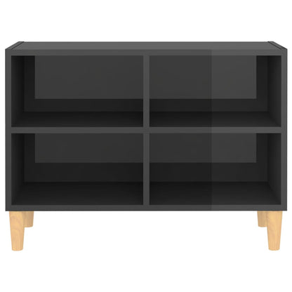 Tv-meubel met houten poten 69,5x30x50 cm hoogglans grijs