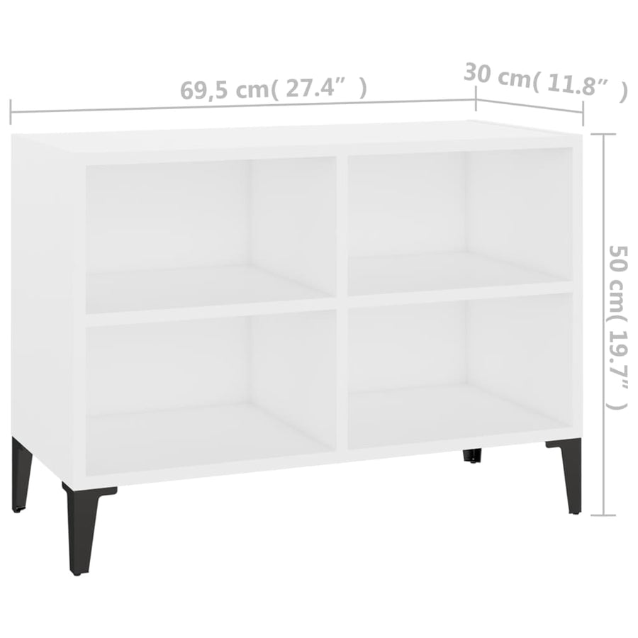 Tv-Meubel Met Metalen Poten 69,5X30X50 Cm 69.5 x 30 x 50 cm Wit