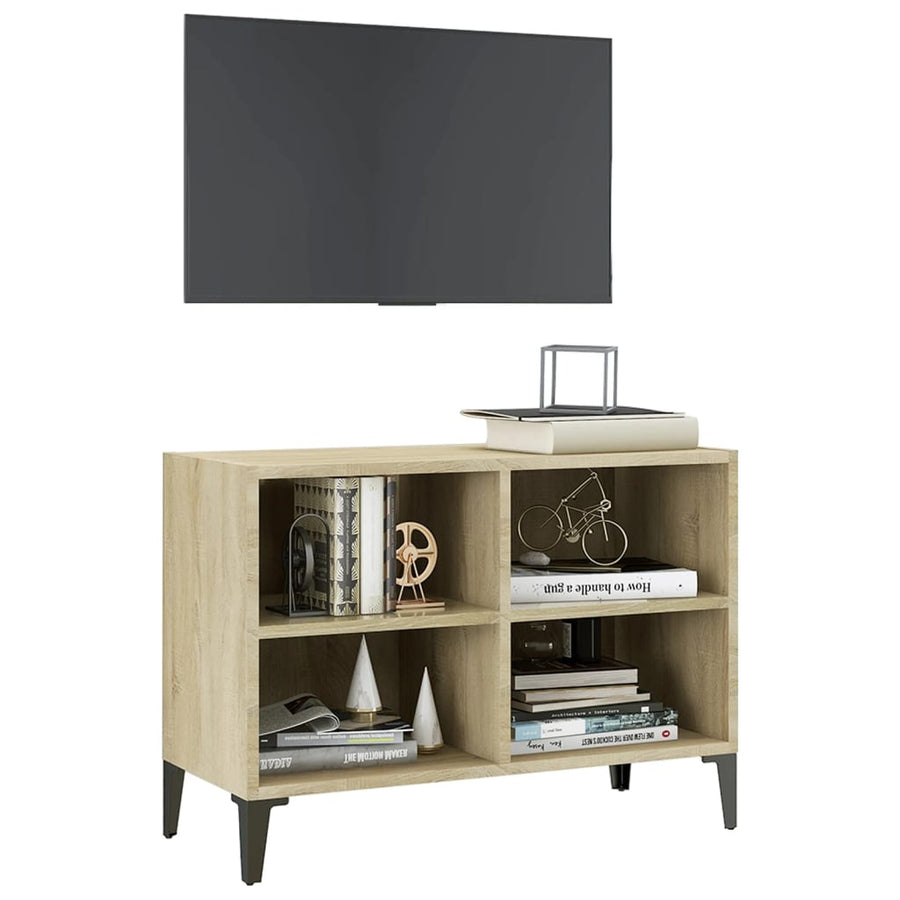 Tv-meubel met metalen poten 69,5x30x50 cm sonoma eikenkleurig