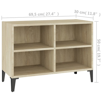 Tv-meubel met metalen poten 69,5x30x50 cm sonoma eikenkleurig