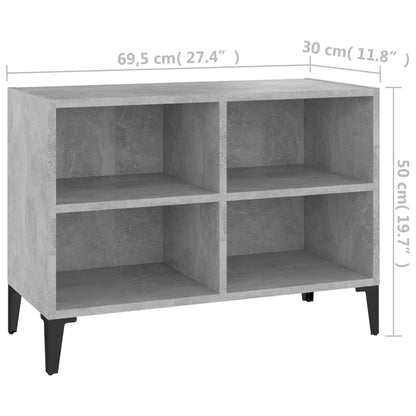 Tv-meubel met metalen poten 69,5x30x50 cm betongrijs