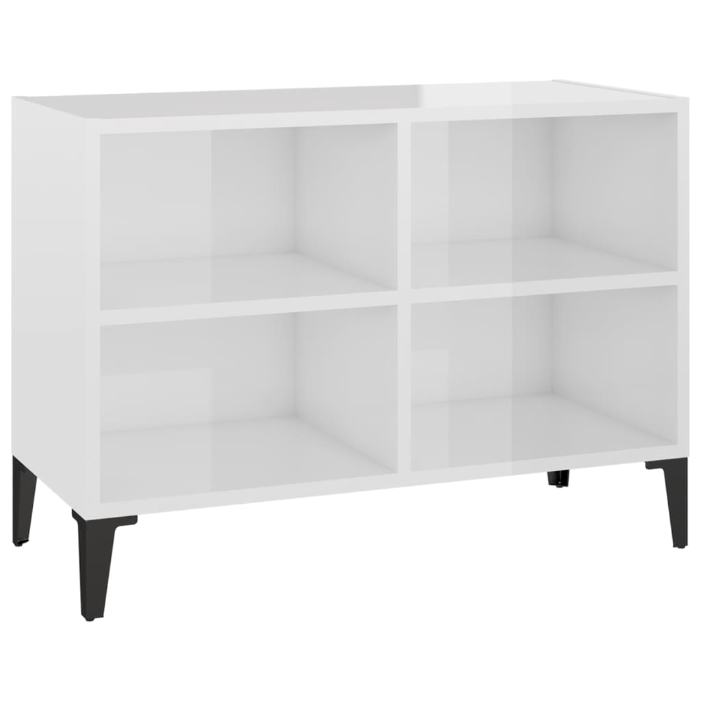 Tv-Meubel Met Metalen Poten 69,5X30X50 Cm 69.5 x 30 x 50 cm Hoogglans wit