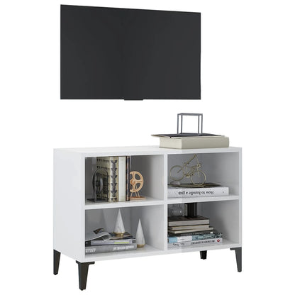 Tv-Meubel Met Metalen Poten 69,5X30X50 Cm 69.5 x 30 x 50 cm Hoogglans wit