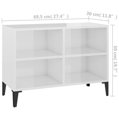 Tv-Meubel Met Metalen Poten 69,5X30X50 Cm 69.5 x 30 x 50 cm Hoogglans wit