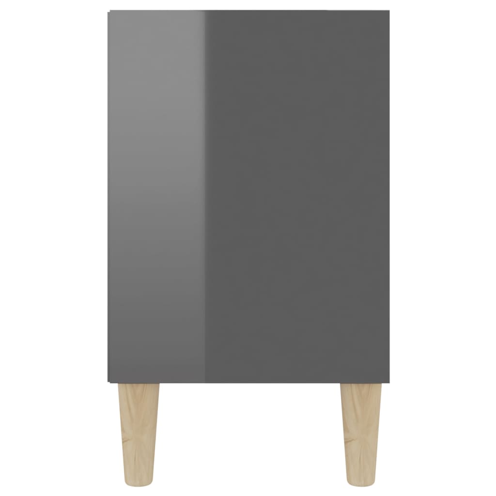 Tv-meubel met houten poten 103,5x30x50 cm hoogglans grijs