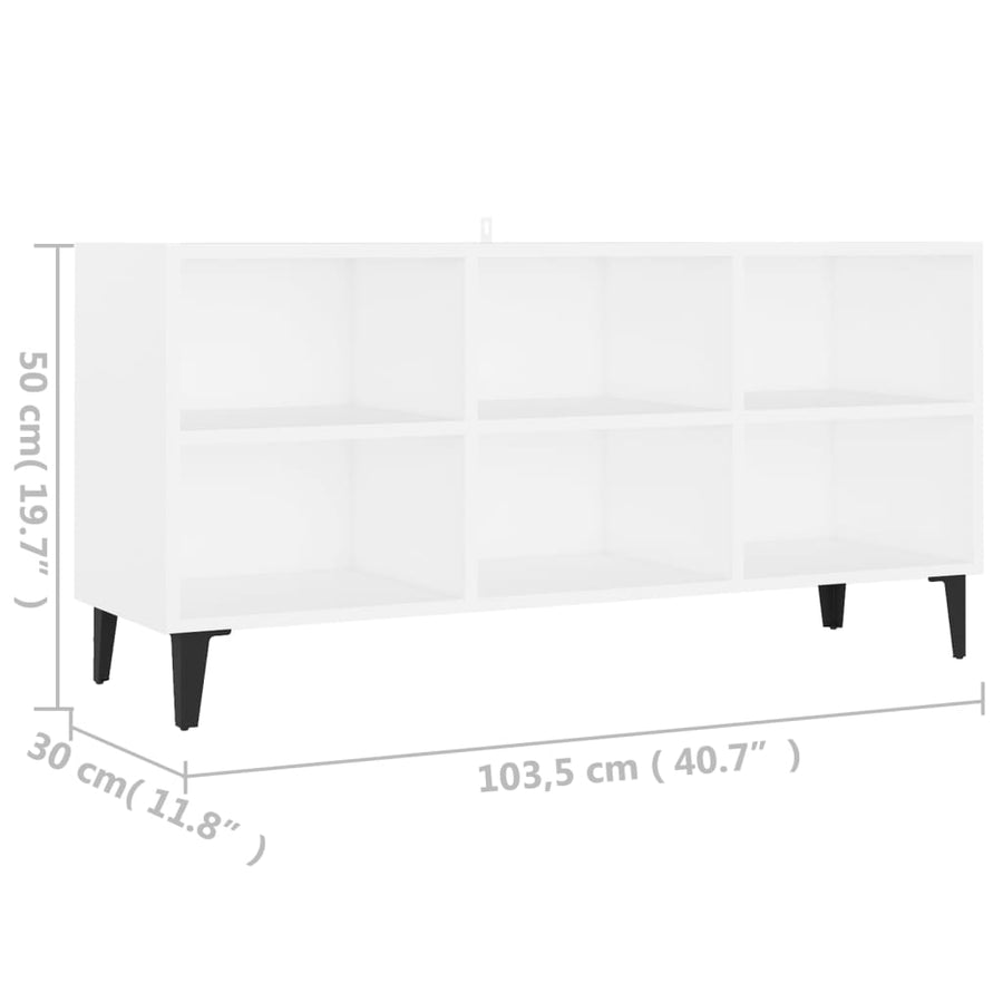 Tv-Meubel Met Metalen Poten 103,5X30X50 Cm Wit 103.5 x 30 x 50 cm