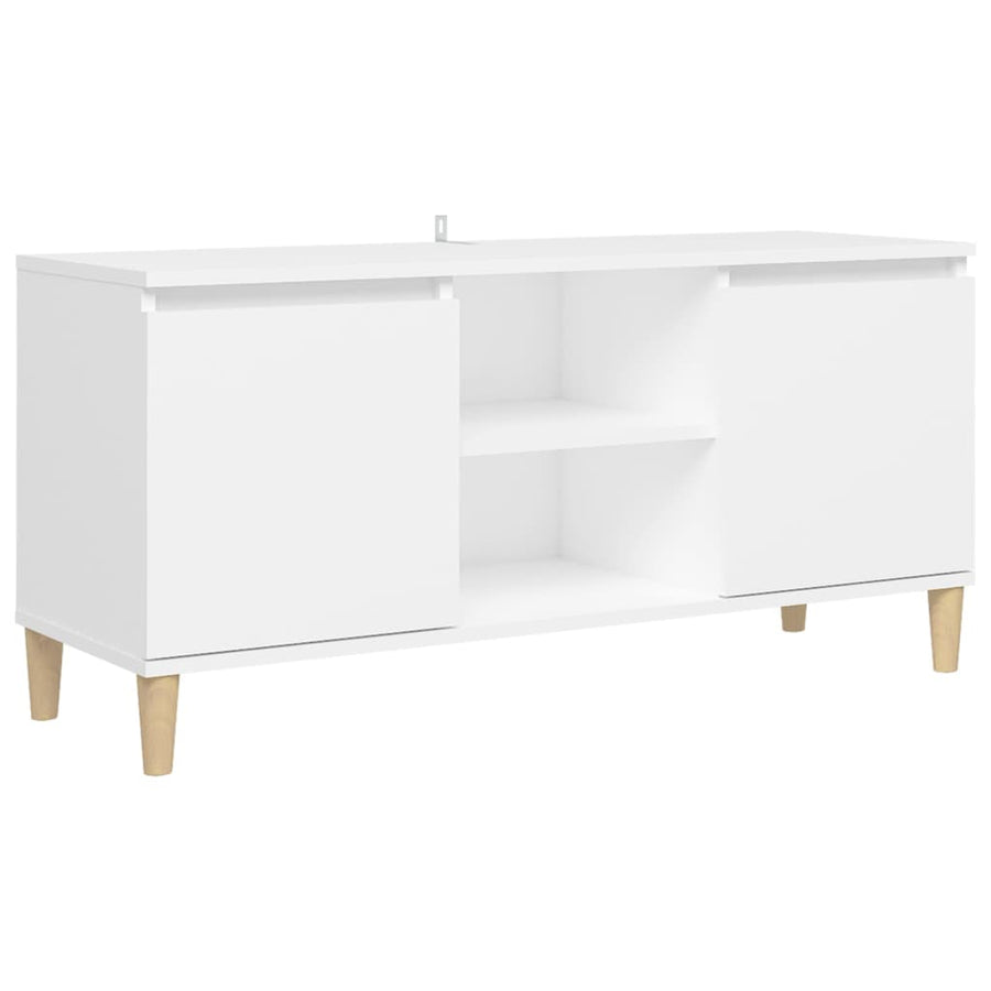 Tv-meubel met massief houten poten 103,5x35x50 cm wit Wit