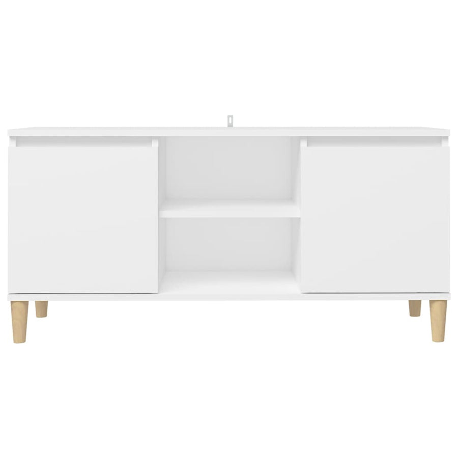 Tv-meubel met massief houten poten 103,5x35x50 cm wit Wit