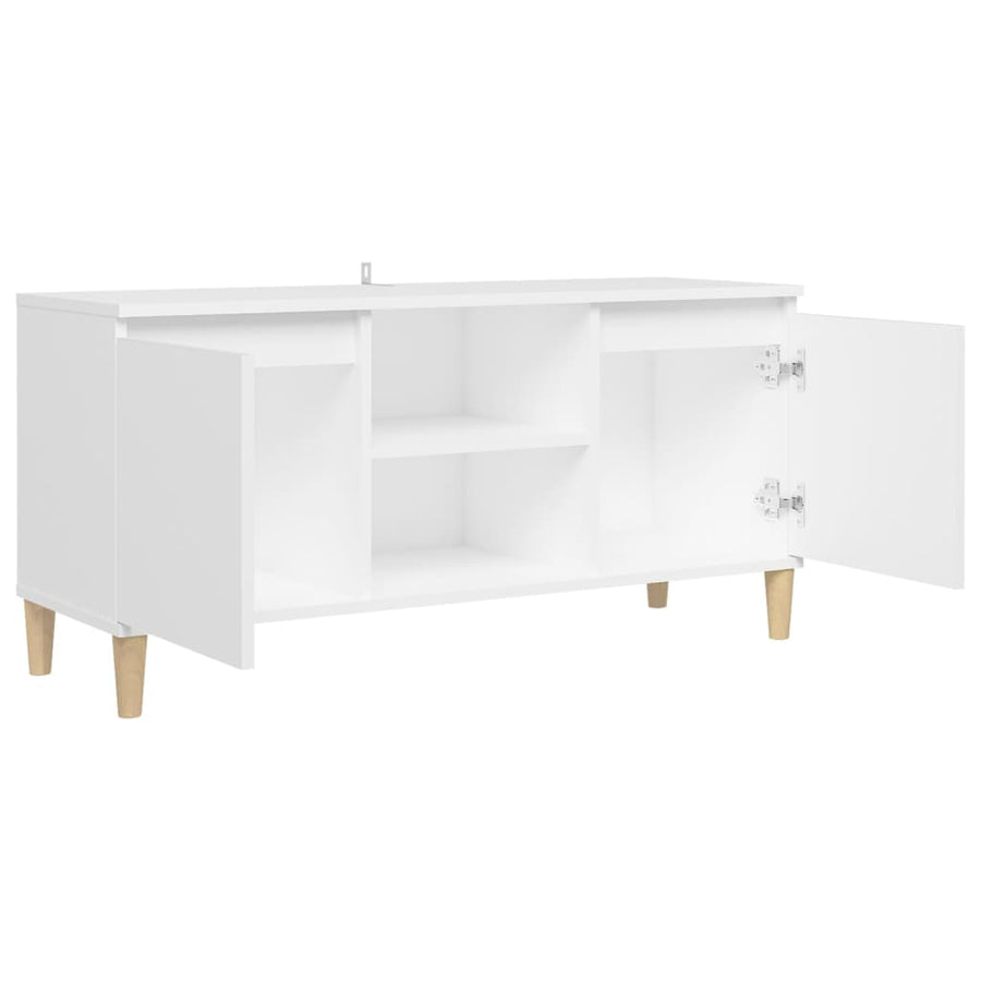 Tv-meubel met massief houten poten 103,5x35x50 cm wit Wit
