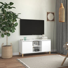 Tv-meubel met massief houten poten 103,5x35x50 cm wit Wit
