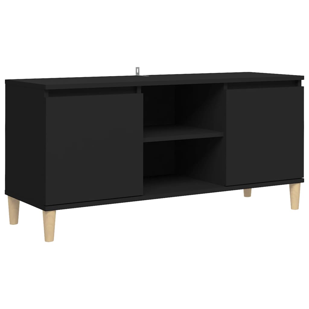 Tv-meubel met massief houten poten 103,5x35x50 cm zwart Zwart