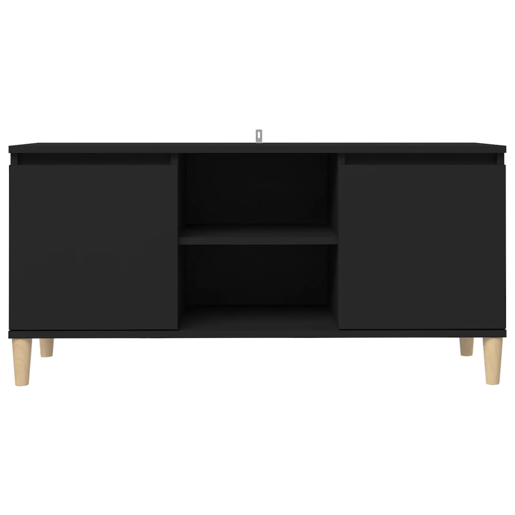 Tv-meubel met massief houten poten 103,5x35x50 cm zwart Zwart