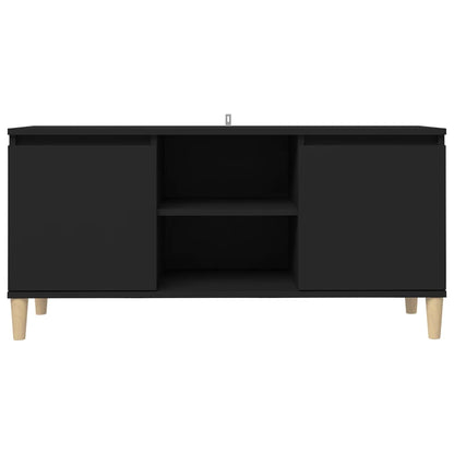 Tv-meubel met massief houten poten 103,5x35x50 cm zwart Zwart