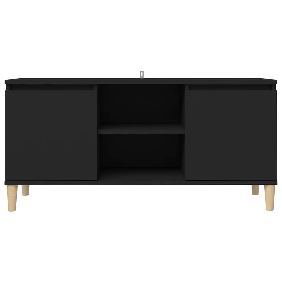 Tv-meubel met massief houten poten 103,5x35x50 cm zwart Zwart