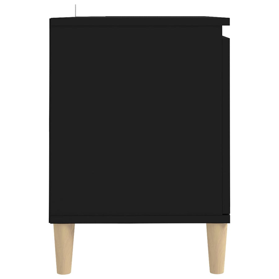 Tv-meubel met massief houten poten 103,5x35x50 cm zwart Zwart