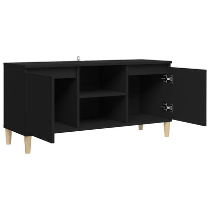 Tv-meubel met massief houten poten 103,5x35x50 cm zwart Zwart
