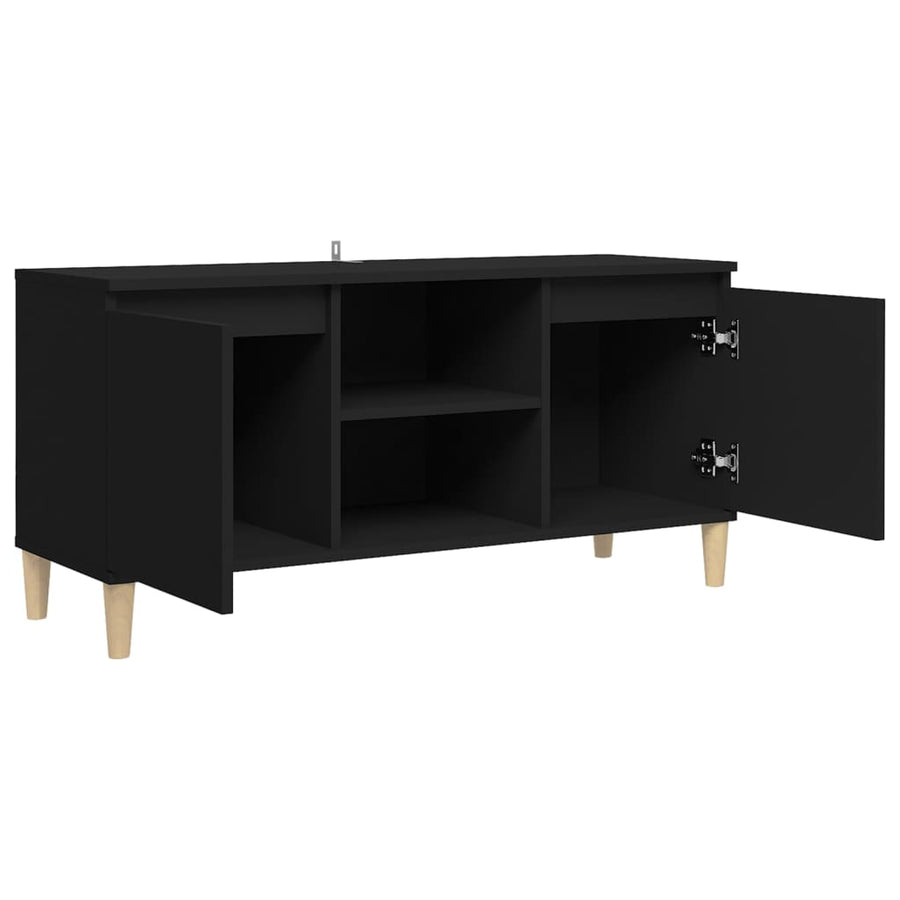 Tv-meubel met massief houten poten 103,5x35x50 cm zwart Zwart