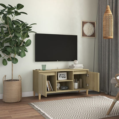 Tv-Meubel Met Houten Poten 03,5X35X50 Cm Kleurig Sonoma eiken