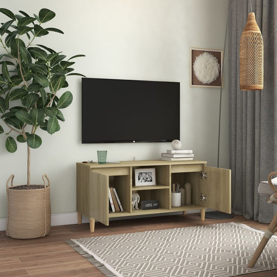 Tv-Meubel Met Houten Poten 03,5X35X50 Cm Kleurig Sonoma eiken