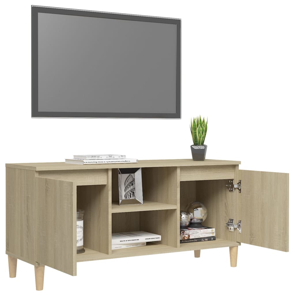 Tv-Meubel Met Houten Poten 03,5X35X50 Cm Kleurig Sonoma eiken
