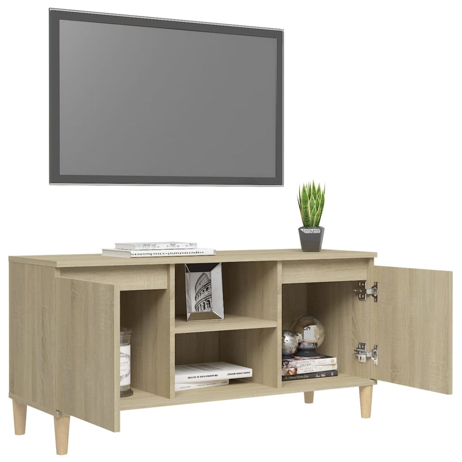 Tv-Meubel Met Houten Poten 03,5X35X50 Cm Kleurig Sonoma eiken