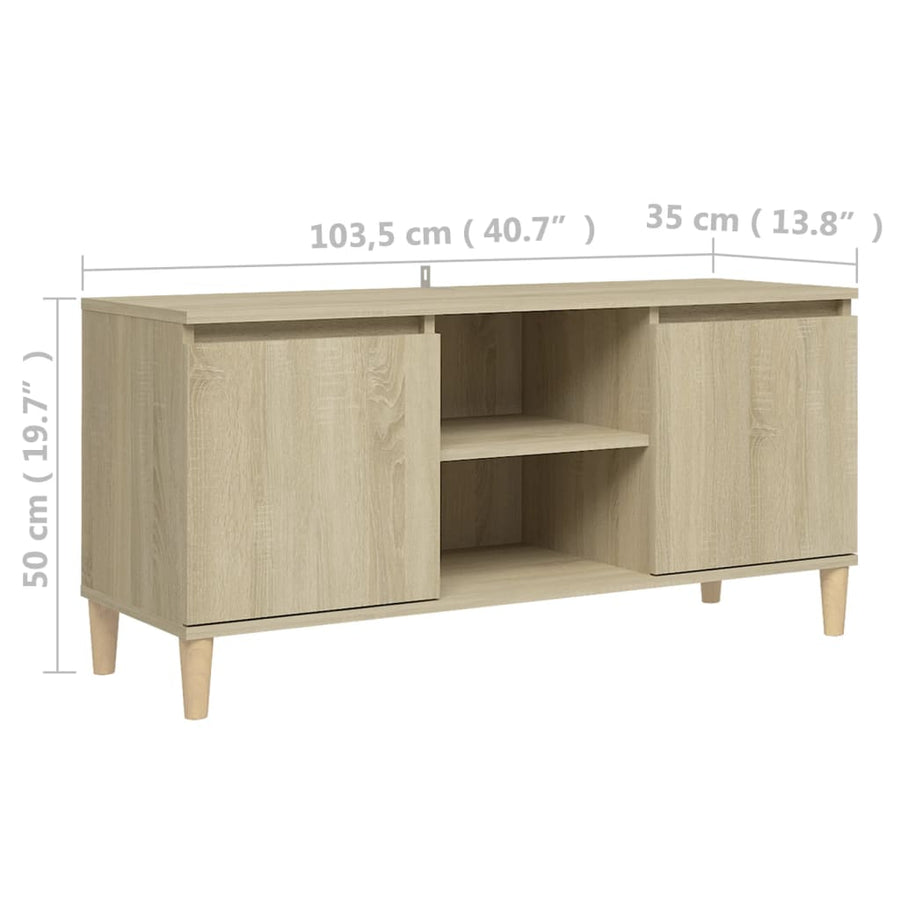 Tv-Meubel Met Houten Poten 03,5X35X50 Cm Kleurig Sonoma eiken