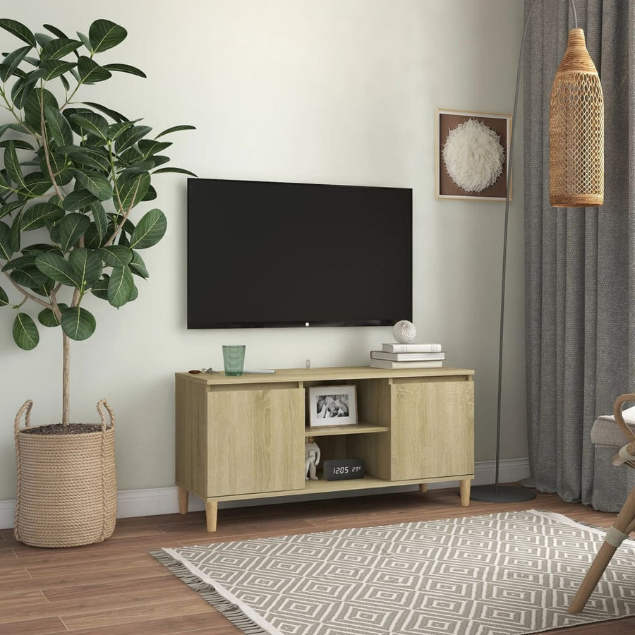 Tv-Meubel Met Houten Poten 03,5X35X50 Cm Kleurig Sonoma eiken