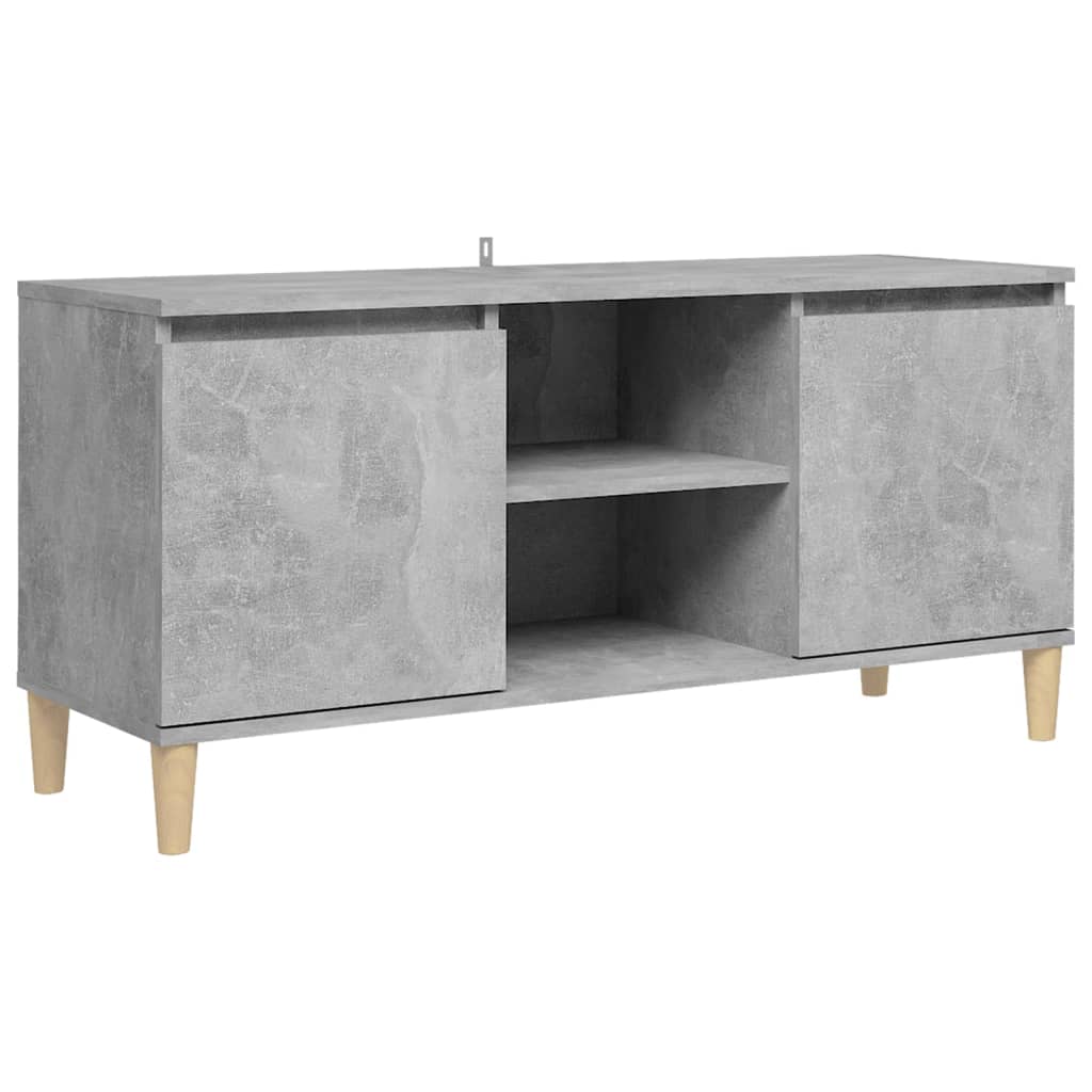 Tv-meubel met massief houten poten 103,5x35x50 cm betongrijs Betongrijs
