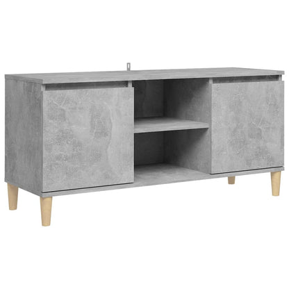 Tv-meubel met massief houten poten 103,5x35x50 cm betongrijs Betongrijs