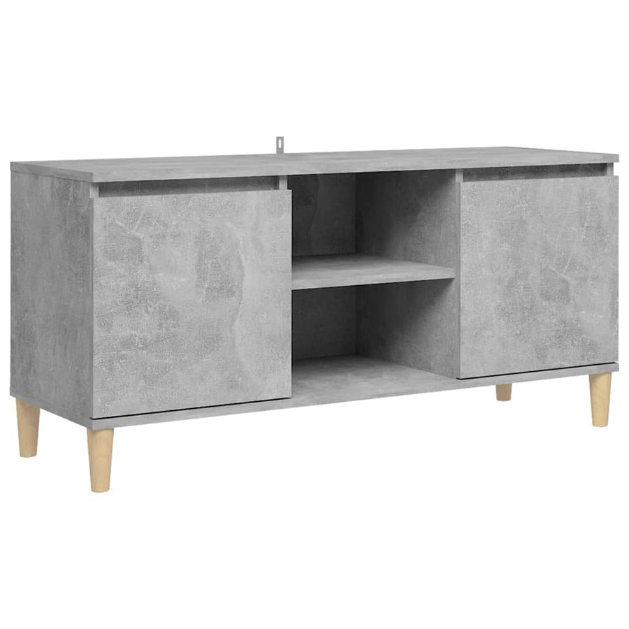 Tv-meubel met massief houten poten 103,5x35x50 cm betongrijs Betongrijs