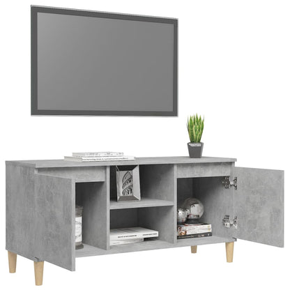 Tv-meubel met massief houten poten 103,5x35x50 cm betongrijs Betongrijs