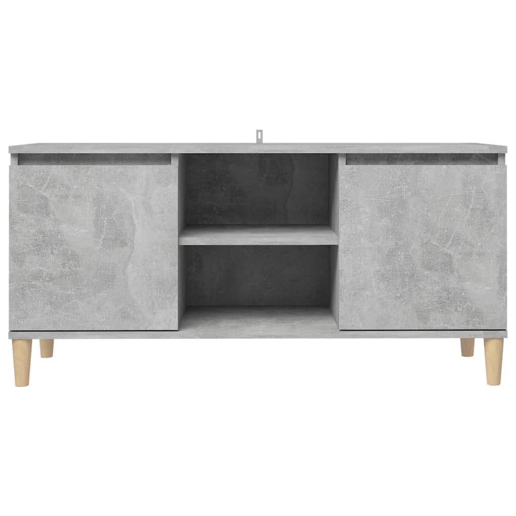 Tv-meubel met massief houten poten 103,5x35x50 cm betongrijs Betongrijs