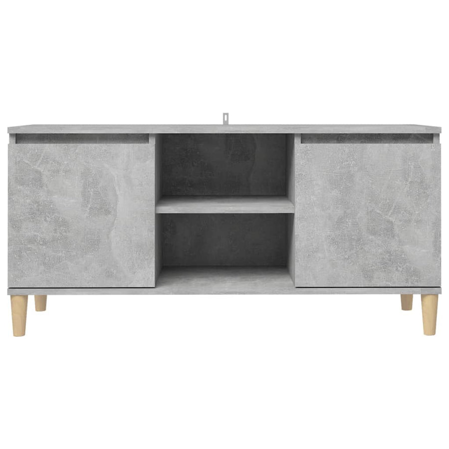 Tv-meubel met massief houten poten 103,5x35x50 cm betongrijs Betongrijs