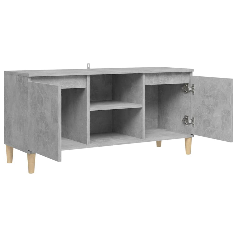 Tv-meubel met massief houten poten 103,5x35x50 cm betongrijs Betongrijs