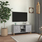 Tv-meubel 103,5x35x50 cm betongrijs massief houten poten
