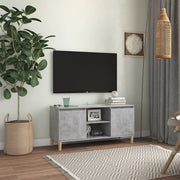 Tv-meubel 103,5x35x50 cm betongrijs massief houten poten