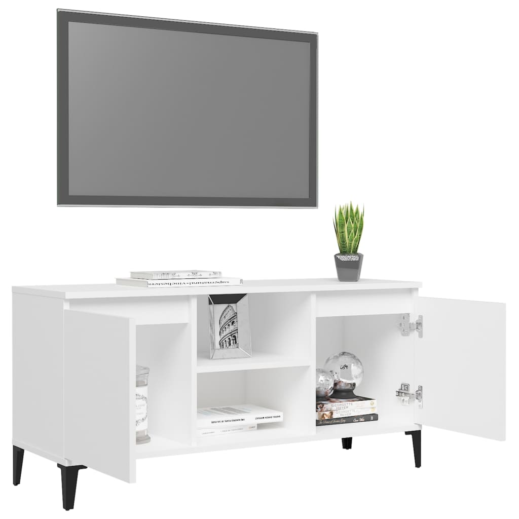 Tv-Meubel Met Metalen Poten 03,5X35X50 Cm Wit