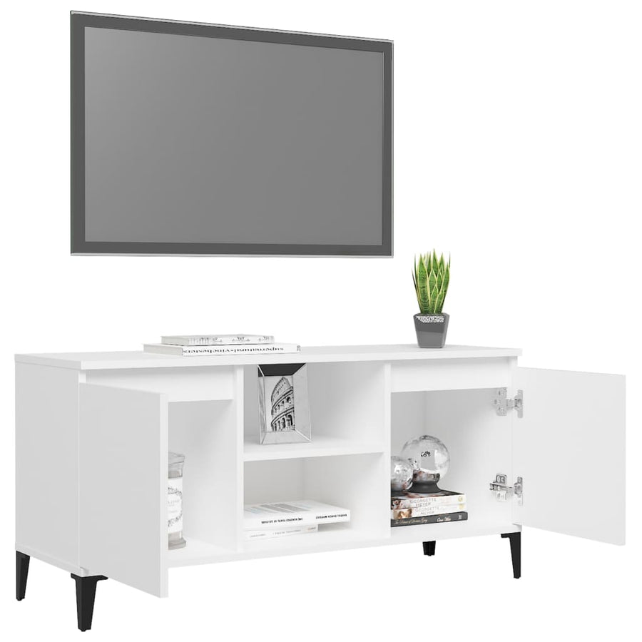 Tv-Meubel Met Metalen Poten 03,5X35X50 Cm Wit