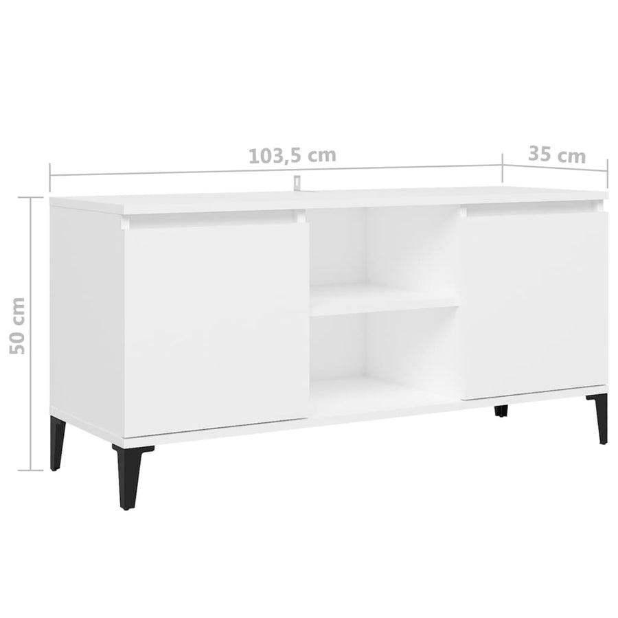 Tv-Meubel Met Metalen Poten 03,5X35X50 Cm Wit